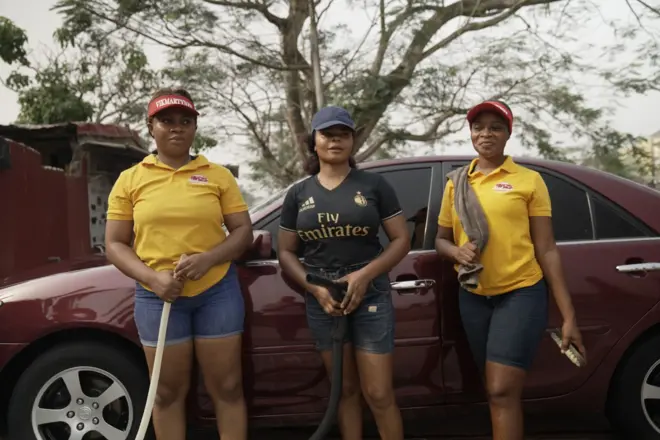 All-female car warsh in Nigeria
