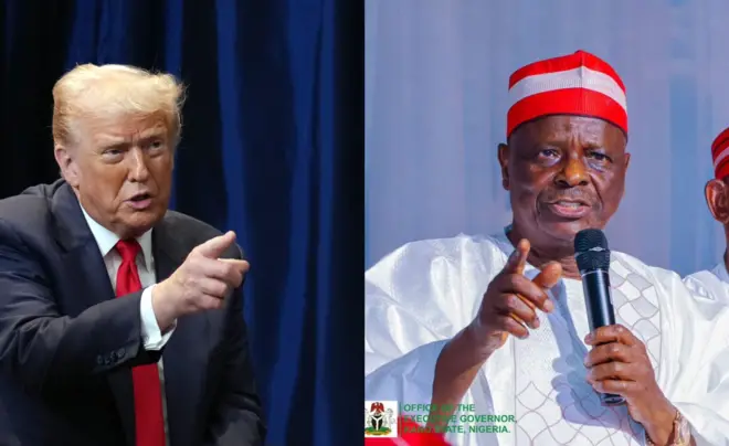 Aworan Donald Trump ati Rabiu Kwankwaso, gomina ipinlẹ Kano nigba kan ri