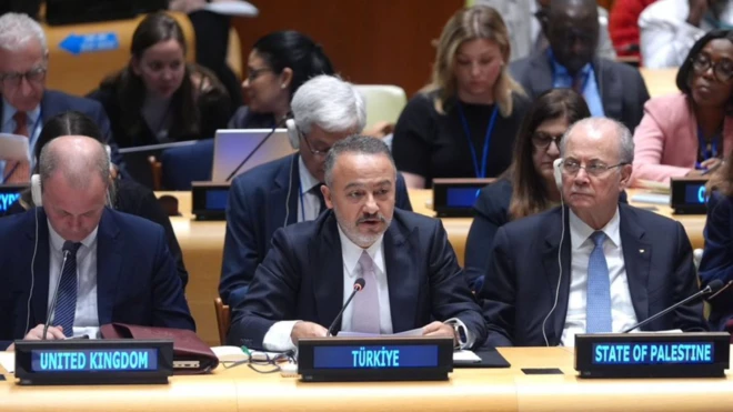 Dışişleri Bakan Yardımcısı Nuh Yılmaz, BM Güvenlik Konseyi toplantısında konuşuyor