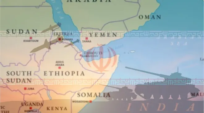 ካርታ ቀርኒ ኣፍሪቃን ባንዴራ ኢራንን ዘርኢ ስእሊ