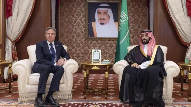 بلینکن و ولیعهد عربستان