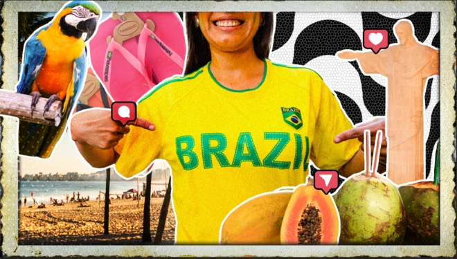 Montagem com elementos da estética 'Brazilian Core'