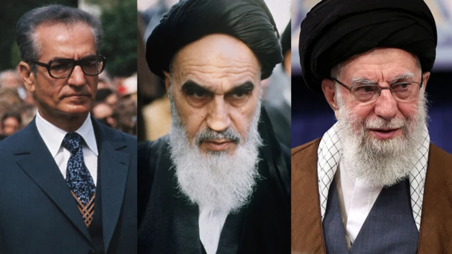 Bitaa irraa gara mirgaatti Reezaa Mohammad Pahlaavii, Ayaatollaah Ruhollah Komeeyinii, Ayaatollaah Alii Kameenii