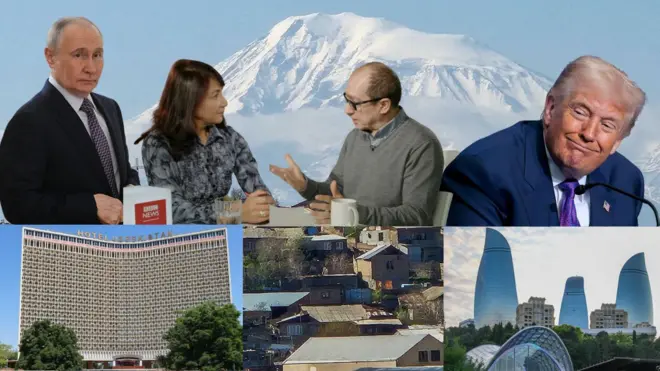 Россия ва АҚШ ўртасидаги рақобатни намойиш қилувчи коллаж. 