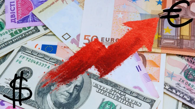 коллаж із доларів та євро