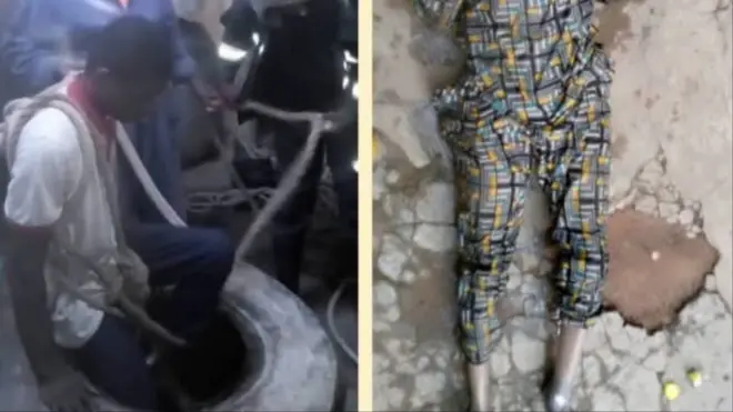 Nibi ti wọn ti n gbe baba naa jade.