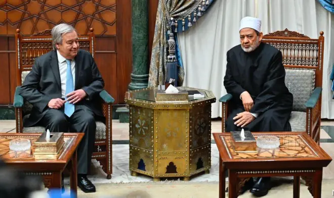 ګوتېرېش د ازهر له شیخ احمد الطیب سره