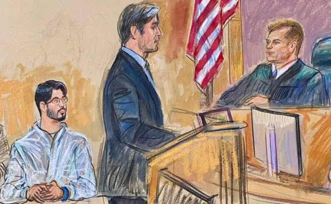 Shooting suspect Elias Rodriguez, 31, charged with two counts of first-degree murder in the shooting near the Capital Jewish Museum, is seated as Magistrate Judge Matthew Sharbaugh presides in U.S. District Court in Washington, D.C.,