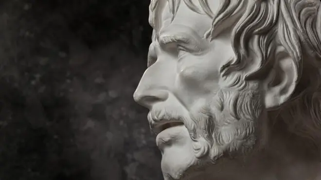 Rostro de Séneca en yeso