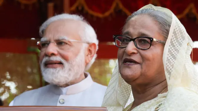 প্রধানমন্ত্রী নরেন্দ্র মোদী ও প্রধানমন্ত্রী শেখ হাসিনা