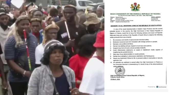 Ụmụafọ Saụt Afrịka na-eme ngagharịiwe megide 'Igwe Ndigbo' na East Lọndọn echichi e chiri nwafọ Naịjirịa.