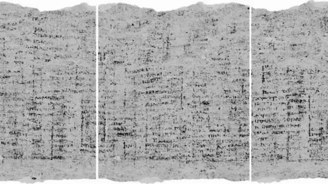 Vista de un papiro de Herculano.