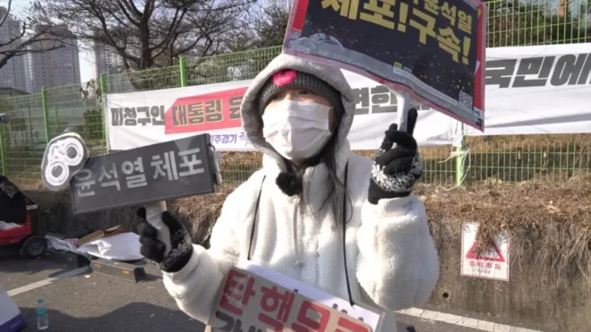 탄핵 찬성 집회에 참가한 시민