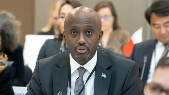 Minisitiri w'ububanyi n'amahanga w'u Rwanda Olivier Nduhungirehe mu nama i Paris mu mpera z'icyumweru gishize