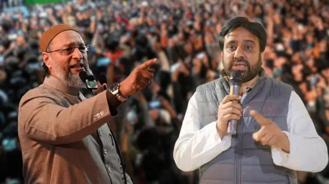 असदुद्दीन ओवैसी और अमानतुल्लाह ख़ान की तस्वीर
