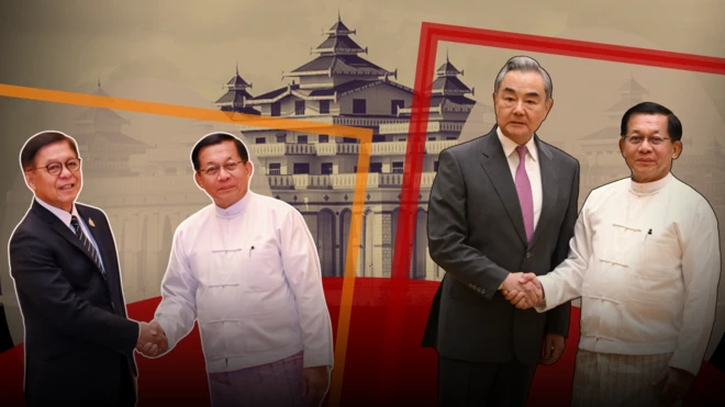 ဦးမင်းအောင်လှိုင် သမ္မတရာထူးယူအပြီးရောက်လာတဲ့ ထိုင်းနဲ့ တရုတ် နိုင်ငံခြားရေးဝန်ကြီးတွေသရုပ်ဖော်ပုံ