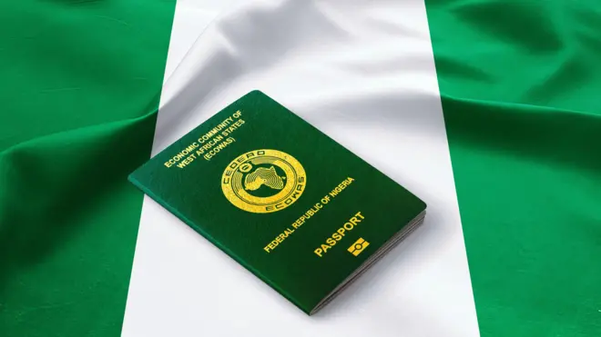 Foto of Nigeria flag and passport