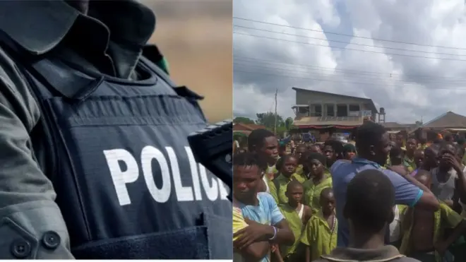 Aworan idanimọ ọlọpaa Naijiria ati awọn akẹkọọ to pejọ