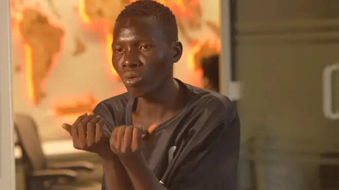 23-year-old Wasiu Rasheed sidon inside BBC studio for Lagos 