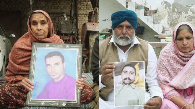 ਹਰਪ੍ਰੀਤ ਸਿੰਘ ਦੇ ਮਾਤਾ (ਖੱਬੇ), ਅਮ੍ਰਿਤਪਾਲ ਸਿੰਘ ਪੁੱਤਰ ਜੁਗਰਾਜ ਸਿੰਘ (ਸੱਜੇ)