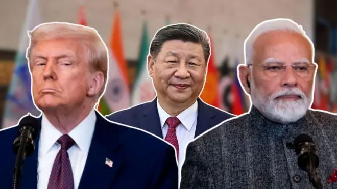 ट्रंप, जिनपिंग और पीएम मोदी की तस्वीर