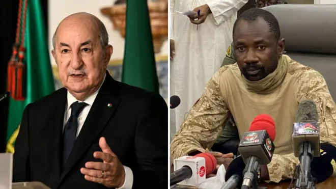 Algeria's President Abdelmadjid Tebboune and President Col Assimi Goïta of Mali