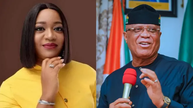 Aworan Gomina Umo Eno ati Ọmọ rẹ obinrin, arabinrin Helen Eno Obereki