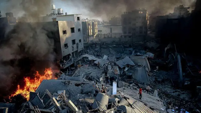 በጋዛ በእስራኤል ጥቃት የወደሙ ሕንጻዎች