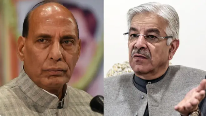 राजनाथ सिंह और ख़्वाजा आसिफ़ 