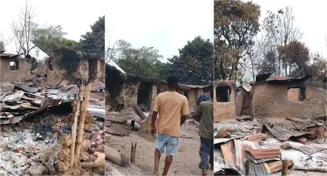 Ụlọ ndị a gbara ọkụ n'obodo Oso Edda dị n'Ebonyi Steeti
