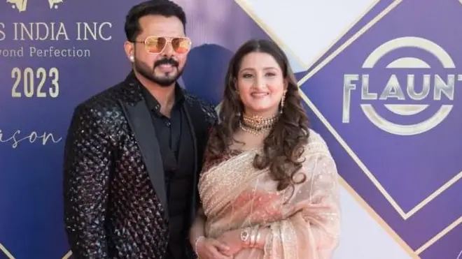 श्रीसंत पत्नी भुवनेश्वरी के साथ