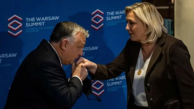 Виктор Орбан и Марин Ли Пен