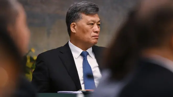 Xinjiang Communist Party Secretary Ma Xingrui attends the Xinjiang delegation meeting during the 14th National People's Congress (NPC) at the Great Hall of People in Beijing on March 7, 2024