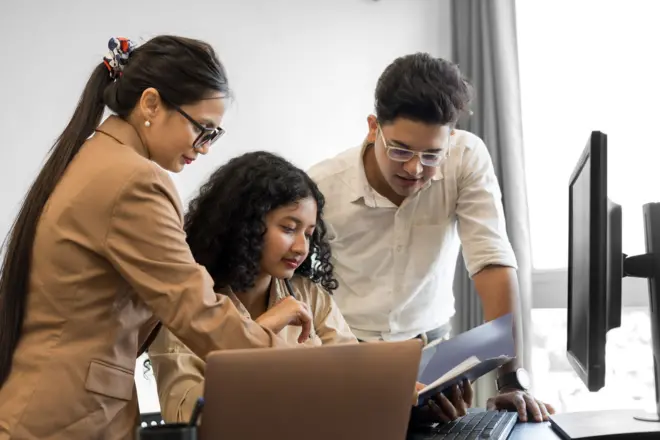 Young employees working. 