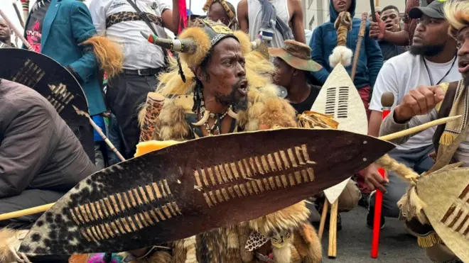 One South African man wear dia traditional attire