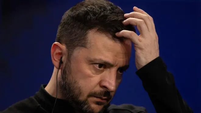 Володимир Зеленський під час прес-конференції 23 лютого 2025 року в Києві