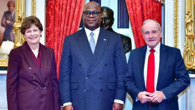 Tshisekedi ahagatiwe na Jim Risch hamwe na Jeanne Shaheen