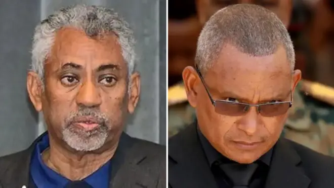 የህወሓት ፕሬዚዳንት ደብረፂዮን ገብረሚካኤል (ዶ/ር) እና የኤርትራው ማስታወቂያ ሚኒስትር የማነ ገብረመስቀል