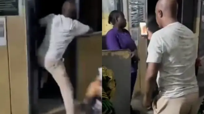 Ọkunrin to ṣe ikọlu lo fẹẹ fipa wọ inu ọfiisi ile iwosan, aworan keji lo sọ ṣafihan ibi ti ọkunrin naa ti n ṣe fọnran nọọsi lasiko idunkooko ikọlu