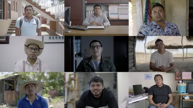 Nueve fotos de los sobrevivientes de la desaparición de los estudiantes de Ayotzinapa. 