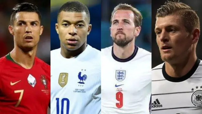 Cristiano Ronaldo, Kylian Mbappe, Harry Kane, Toni Kroos