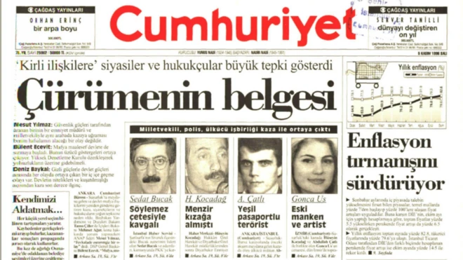 Cumhuriyet gazetesinin 5 Kasım 1997 tarihli manşet haberi