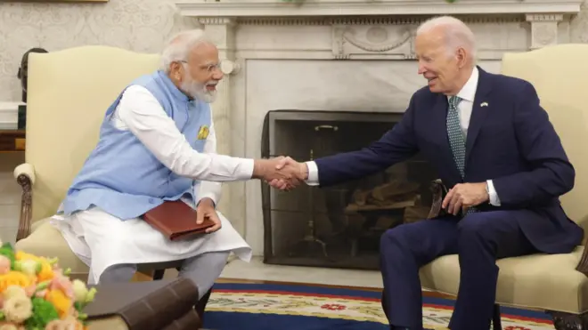 बैठक के दौरान पीएम मोदी और अमेरिकी राष्ट्रपति जो बाइडन