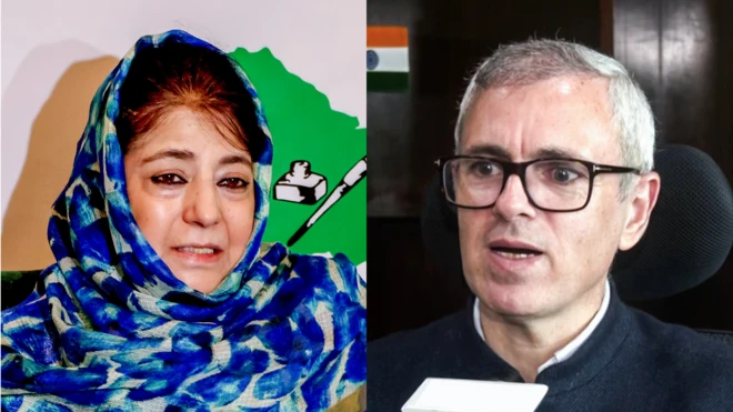 जम्मू-कश्मीर की पूर्व मुख्यमंत्री महबूबा मुफ्ती और मौजूदा मुख्यमंत्री उमर अब्दुल्लाह