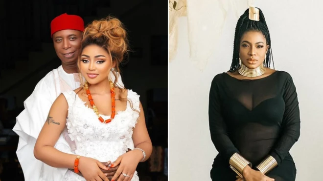 Ned Nwoko wit Regina Daniels and Chika Ike