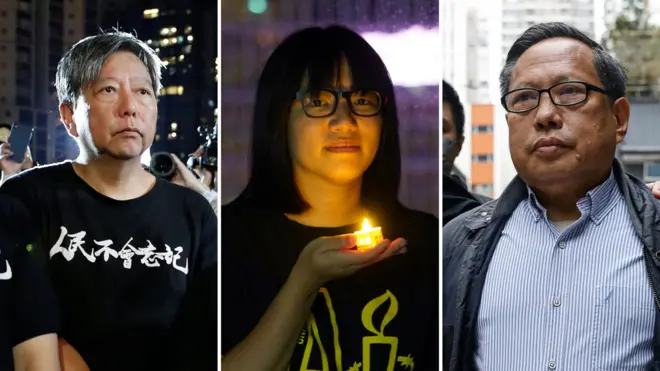 從左至右:李卓人、鄒幸彤、何俊仁