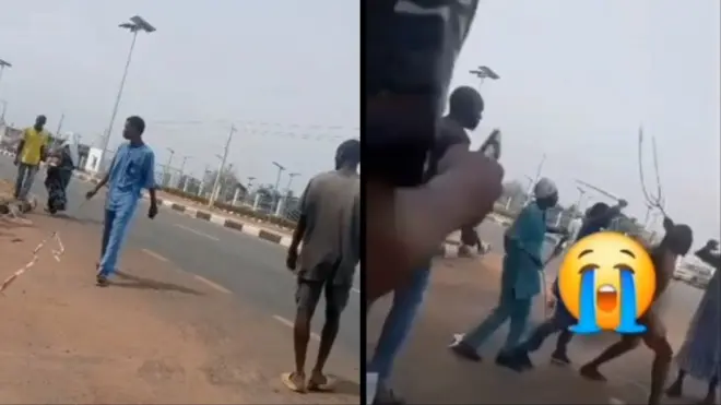 Aworan awọn janduku naa bi wọn ṣe n na awọn oluwọde.