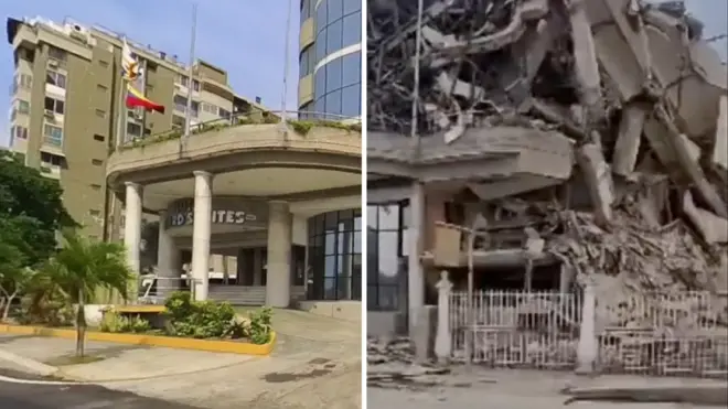 El antes y el después de un hotel destruido en La Guaira. 