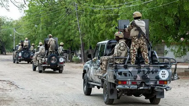 Nigerian soldiers from the Multinational Joint Task Force