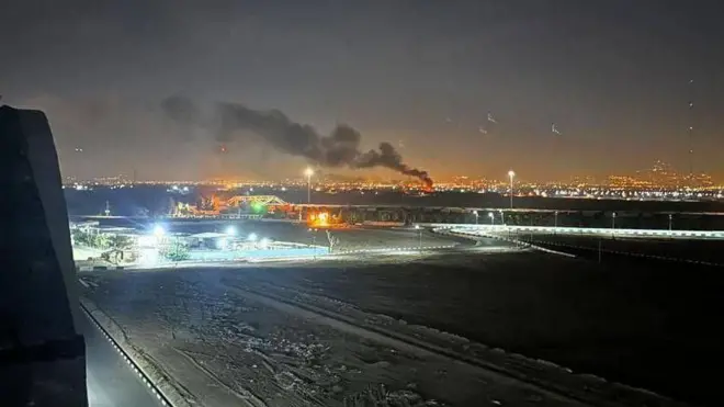 تصویری از پیامدهای حمله هوایی به قرارگاه پدافند هوایی حضرت امیر در جنوب غرب تهران 